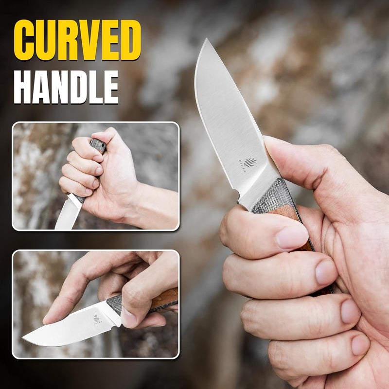 KIZER Smolt Fixed Blade Knife with Sheath, 2.93” 154CM Steel Micarta & Mkuruti Handle Fixed blade Knives, Drop Point Fixed Knife Small EDC Knife for Men Women Camping Pocket Knife 1063C1 - Image 5